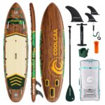 COOLCAA SUP Board, 355cm (Extra Groß) Stand Up Paddling Board, Aufblasbares Stand-Up Paddle Board mit 86cm Extra Breit, Fishing Paddleboard mit Zubehör & Tragetasche für Adults, 222 kg