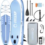 Fitleap Premium Stand Up Paddle Board aufblasbar - SUP Board Set mit Hochdruckpumpe, verstellbarem Paddel und Rucksack - Ideal für Anfänger und Profis - Perfekt für Yoga, Surfen und Wassersport