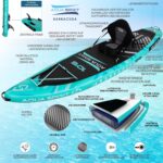 Aqua Spirit Sup Board mit Sitz | Kajak Aufblasbar Barracuda Stand Up Paddling Board 320x81x15cm Für Standup Paddle Board bis 150KG mit Sup Sitz, Doppelpaddel, Pumpe, Tasche & Zubehör Sup Set