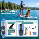 SereneLife Stand Up Paddling Board Set, SUP Board Komplettes Zubehör, Stand Up Paddle Board für Kinder & Erwachsene, Surfbrett & Tragetasche, Paddle Set Anti-Rutsch mit Pumpe, Auflasbares Paddelbrett