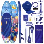 HUIIKE Stand Up Paddling Board mit Zubehör, Paddel, Finnen, Leash, Pumpe, Rucksack. SUP-Board Aufblasbar Hoher Stabilität und Widerstandsfähigkeit. Zum Kajak Umbaubar 305-365 cm, trägt 130-170 kg