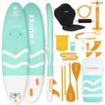 HUIIKE Stand Up Paddling Board mit Zubehör, Paddel, Finnen, Leash, Pumpe, Rucksack. SUP-Board Aufblasbar Hoher Stabilität und Widerstandsfähigkeit. Zum Kajak Umbaubar 305-365 cm, trägt 130-170 kg