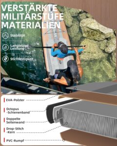 BEYOND MARINA Sup Board, Stand Up Paddling Board, Paddle Board, Aufblasbares Paddleboard Surfboard Wassersport, Max 200kg, Sitz, 2-in-1 Paddel, Pumpe, Rucksack, Leash, 320 x81 x15CM