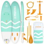 HUIIKE Stand Up Paddling Board mit Zubehör, Paddel, Finnen, Leash, Pumpe, Rucksack. SUP-Board Aufblasbar Hoher Stabilität und Widerstandsfähigkeit. Zum Kajak Umbaubar 305-365 cm, trägt 130-170 kg