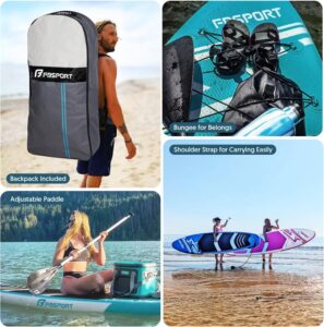 FBSPORT Aufblasbares SUP Board, Stand Up Paddling Board, Aufblasbare Stand Up Paddle Board für Stand-Up Paddling 15CM Dick, Surfbrett Kit mit Verstellbares Aluminium SUP Paddel+Pumpe