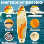Portal Stand Up Paddle Board, 10'6x33x6 Aufblasbare Paddle Boards mit SUP-Zubehör inklusive Tragetasche, Handpumpe, Paddel, Leine, Flosse, Reparaturset, wasserdichte Handyhülle