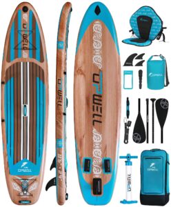 UPWELL Premium Stand Up Paddling Board Aufblasbar, SUP Board Set mit Sitz, 204kg Tragkraft für 2 Personen, Komplettes Zubehör inkl. Verstellbarem Paddel für Anfänger