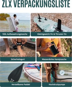 ZLX Stand Up Paddling Board 350x89cm,SUP Board Set,Stand Up Paddle mit Einzigartige Mittelfinne,Rutschfester Deckpad,Standup Paddle Board 250kg Tragkraft,für Erwachsene,Anfänger,alle Könnensstufen