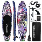 SantasupAufblasbares Stand Up Paddle Board 320/335cm Surfbrett SUP Komplettes Paddleboard Zubehör Verstellbares Paddel,Pumpe und Komplettes Zubehör SUP Board Set für Jugen und Erwachsene