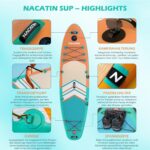 NACATIN 320cm (10ft 6in) aufblasbares SUP Board mit Sitz für Erwachsene, Stand Up Paddling Board mit Doppelpaddel, Kajaksitz, Rucksack, Tragegurt, Trockentasche, Reparaturset, für See, Fluss, Yoga