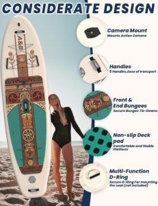 ABBOARD Stand Up Paddling Board Aufblasbar 335cm - Standup Paddle Board mit Premium Zubehör,SUP Board 200kg Tragkraft für 2 Personen Familien Anfänger