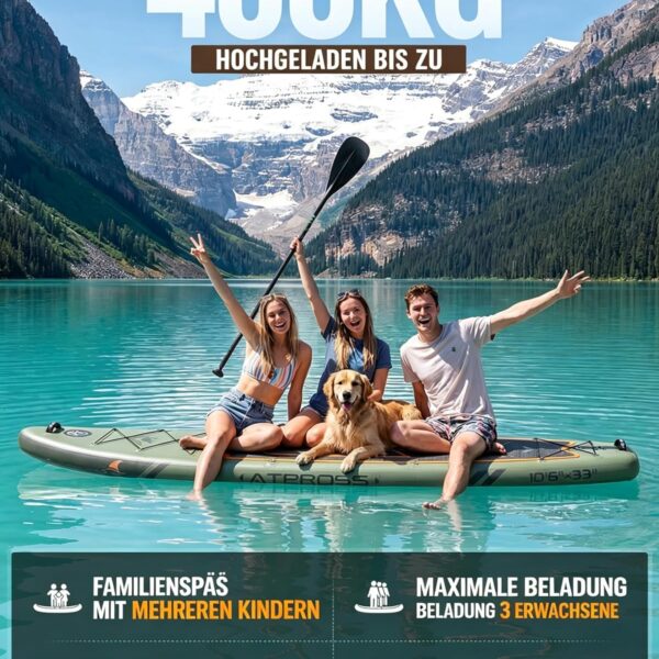 Stand Up Paddling Board, 320cm Stand Up Paddle mit Reichhaltigem Zubehör, SUP Board 200kg Tragkraft mit Eva-Rutschfestem Deck, Aufblasbare Paddleboard Geeignet für Erwachsene