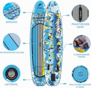 UPWELL Premium Stand Up Paddling Board Aufblasbar, SUP Board Set mit Sitz, 204kg Tragkraft für 2 Personen, Komplettes Zubehör inkl. Verstellbarem Paddel für Anfänger