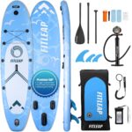 Fitleap Premium Stand Up Paddle Board aufblasbar - SUP Board Set mit Hochdruckpumpe, verstellbarem Paddel und Rucksack - Ideal für Anfänger und Profis - Perfekt für Yoga, Surfen und Wassersport