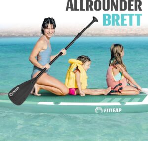 Fitleap Premium Stand Up Paddle Board aufblasbar - SUP Board Set mit Hochdruckpumpe, verstellbarem Paddel und Rucksack - Ideal für Anfänger und Profis - Perfekt für Yoga, Surfen und Wassersport