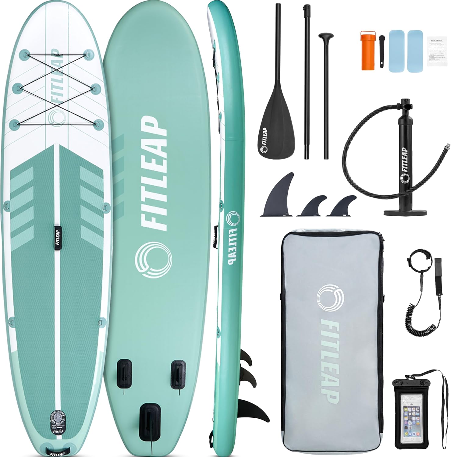 81_rHXA4vOL._AC_SL1500 Fitleap Premium Stand Up Paddle Board aufblasbar - SUP Board Set mit Hochdruckpumpe, verstellbarem Paddel und Rucksack - Ideal für Anfänger und Profis - Perfekt für Yoga, Surfen und Wassersport