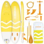 HUIIKE Stand Up Paddling Board mit Zubehör, Paddel, Finnen, Leash, Pumpe, Rucksack. SUP-Board Aufblasbar Hoher Stabilität und Widerstandsfähigkeit. Zum Kajak Umbaubar 305-365 cm, trägt 130-170 kg