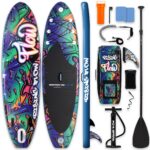 SereneLife Stand Up Paddling Board Set, SUP Board Komplettes Zubehör, Stand Up Paddle Board für Kinder & Erwachsene, Surfbrett & Tragetasche, Paddle Set Anti-Rutsch mit Pumpe, Auflasbares Paddelbrett