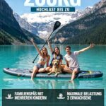Stand Up Paddling Board mit Sitz & Zubehör Set, 320x84cm Extra Breit SUP Board für 2 Personen, 200kg Tragkraft, Rutschfestes Stand Up Paddle zum Surfen