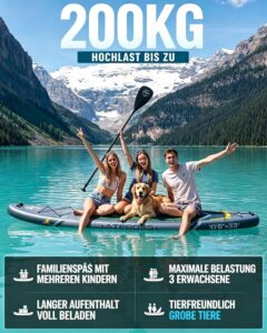 Stand Up Paddling Board mit Sitz & Zubehör Set, 320x84cm Extra Breit SUP Board für 2 Personen, 200kg Tragkraft, Rutschfestes Stand Up Paddle zum Surfen