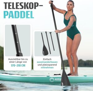 Fitleap Premium Stand Up Paddle Board aufblasbar - SUP Board Set mit Hochdruckpumpe, verstellbarem Paddel und Rucksack - Ideal für Anfänger und Profis - Perfekt für Yoga, Surfen und Wassersport