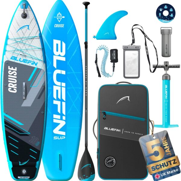 Bluefin Cruise 10'8 aufblasbares Paddleboard | Premium-SUP-Paket & Zubehör | Rutschfestes Deckpad & leicht | 6' Dickes Allround-SUP-Paddleboard | Stand-up-Board für Erwachsene & Jugendliche