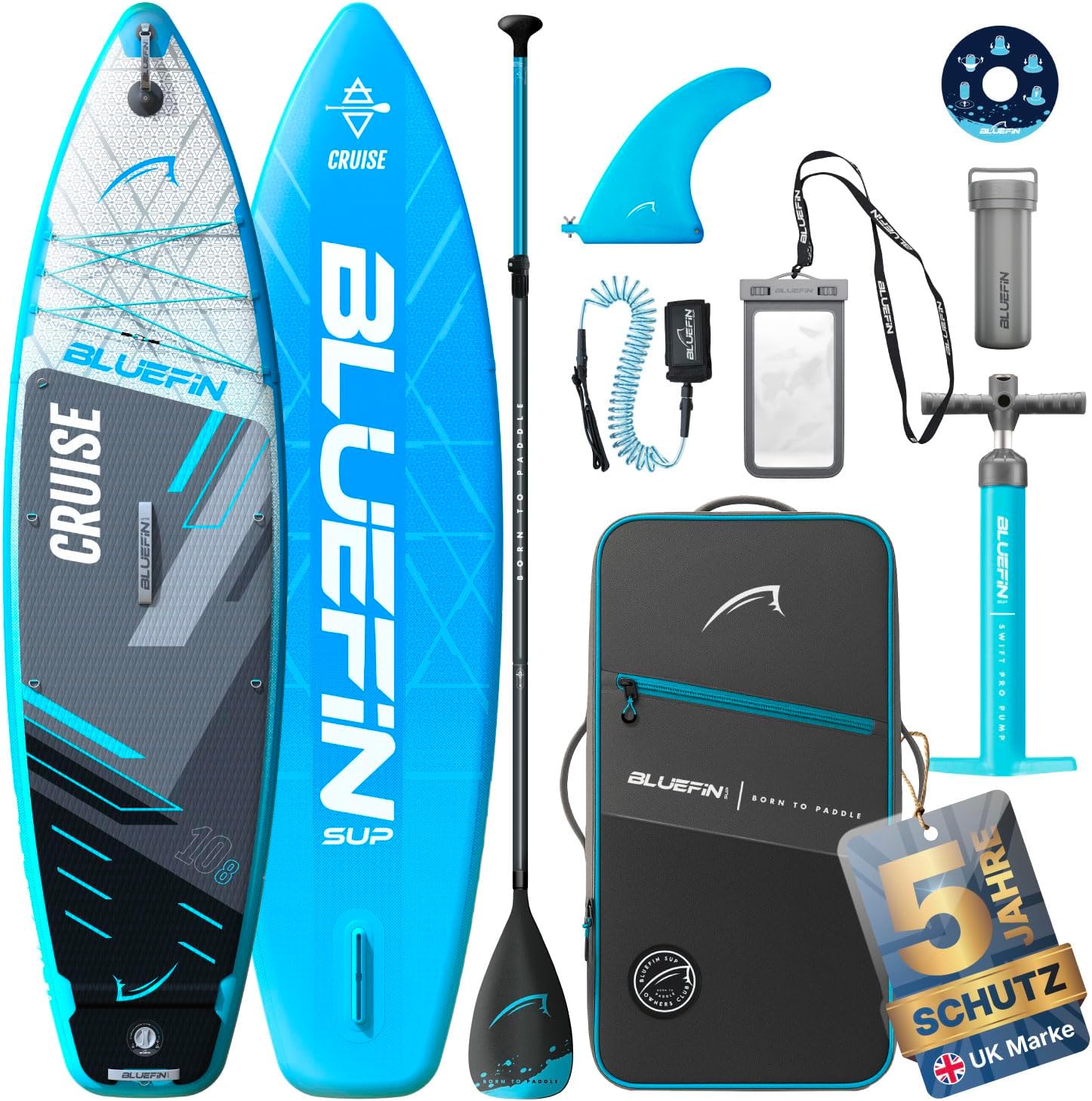 81mWrXPiCIL._AC_SL1500 Bluefin Cruise 10'8 aufblasbares Paddleboard | Premium-SUP-Paket & Zubehör | Rutschfestes Deckpad & leicht | 6' Dickes Allround-SUP-Paddleboard | Stand-up-Board für Erwachsene & Jugendliche