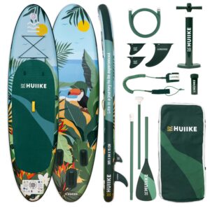 HUIIKE Stand Up Paddling Board mit Zubehör, Paddel, Finnen, Pumpe. Paddle Sup Board Aufblasbar Hohe Stabilität und Widerstandsfähigkeit. 305 x 84 x 15 cm, Belastbar bis 130 kg