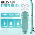 Fitleap Premium Stand Up Paddle Board aufblasbar - SUP Board Set mit Hochdruckpumpe, verstellbarem Paddel und Rucksack - Ideal für Anfänger und Profis - Perfekt für Yoga, Surfen und Wassersport