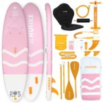 HUIIKE Stand Up Paddling Board mit Zubehör, Paddel, Finnen, Leash, Pumpe, Rucksack. SUP-Board Aufblasbar Hoher Stabilität und Widerstandsfähigkeit. Zum Kajak Umbaubar 305-365 cm, trägt 130-170 kg