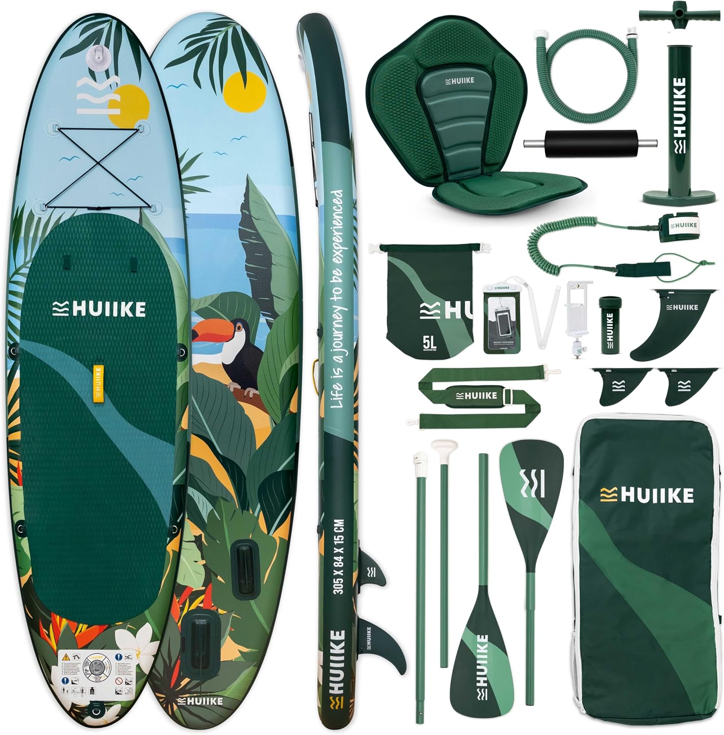 81qXHa53EQL._AC_SL1500 HUIIKE Stand Up Paddling Board mit Zubehör, Paddel, Finnen, Pumpe. Paddle Sup Board Aufblasbar Hohe Stabilität und Widerstandsfähigkeit. 305 x 84 x 15 cm, Belastbar bis 130 kg