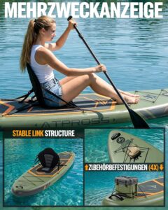 Stand Up Paddling Board, 320cm Stand Up Paddle mit Reichhaltigem Zubehör, SUP Board 200kg Tragkraft mit Eva-Rutschfestem Deck, Aufblasbare Paddleboard Geeignet für Erwachsene
