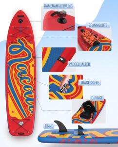 NACATIN 366cm (12ft) aufblasbares SUP Board mit Sitz, breites 91cm (36in) Stand Up Paddling Board für Erwachsene & Familie, mit Einzel-/Doppelpaddel, Kajaksitz, stabiles breites Deck für Anfänger