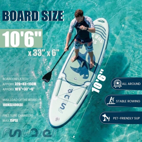 FunWater Stand Up Paddling Board 320 cm & 350 cm–SUP für 2 Personen/Familien,mit komplettem Zubehör,Doppellagiges PVC,anfängerfreundlich,Aufblasbares Paddle Board für Erwachsene & Einsteiger