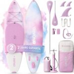 NOARD SUP Board aufblasbar Double-Layer-Dropstitch 326 cm bis 140 kg | Komplett-Set inklusive Paddel, Doppelhub-Pumpe, Rucksack, Leash und Drybag