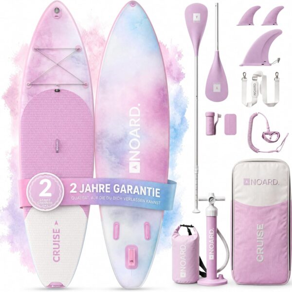 NOARD SUP Board aufblasbar Double-Layer-Dropstitch 326 cm bis 140 kg | Komplett-Set inklusive Paddel, Doppelhub-Pumpe, Rucksack, Leash und Drybag