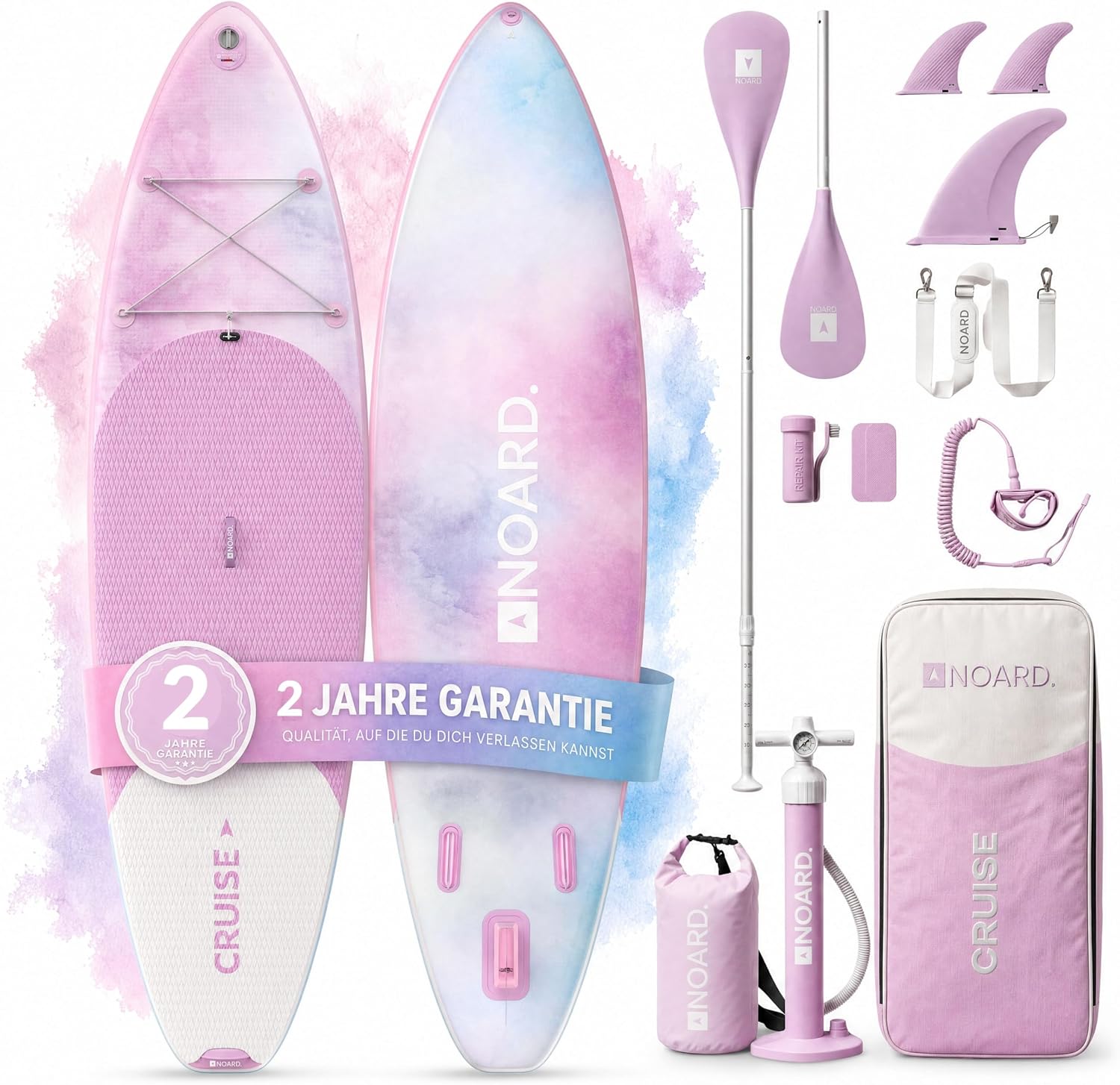 81yPx5nmV_L._AC_SL1500 NOARD SUP Board aufblasbar Double-Layer-Dropstitch 326 cm bis 140 kg | Komplett-Set inklusive Paddel, Doppelhub-Pumpe, Rucksack, Leash und Drybag