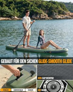 Stand Up Paddling Board, 320cm Stand Up Paddle mit Reichhaltigem Zubehör, SUP Board 200kg Tragkraft mit Eva-Rutschfestem Deck, Aufblasbare Paddleboard Geeignet für Erwachsene