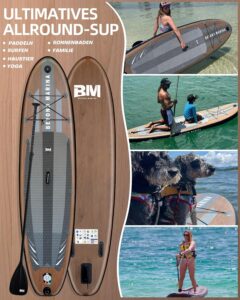 BEYOND MARINA Sup Board, Stand Up Paddling Board, Paddle Board, Aufblasbares Paddleboard Surfboard Wassersport, Max 200kg, Sitz, 2-in-1 Paddel, Pumpe, Rucksack, Leash, 320 x81 x15CM