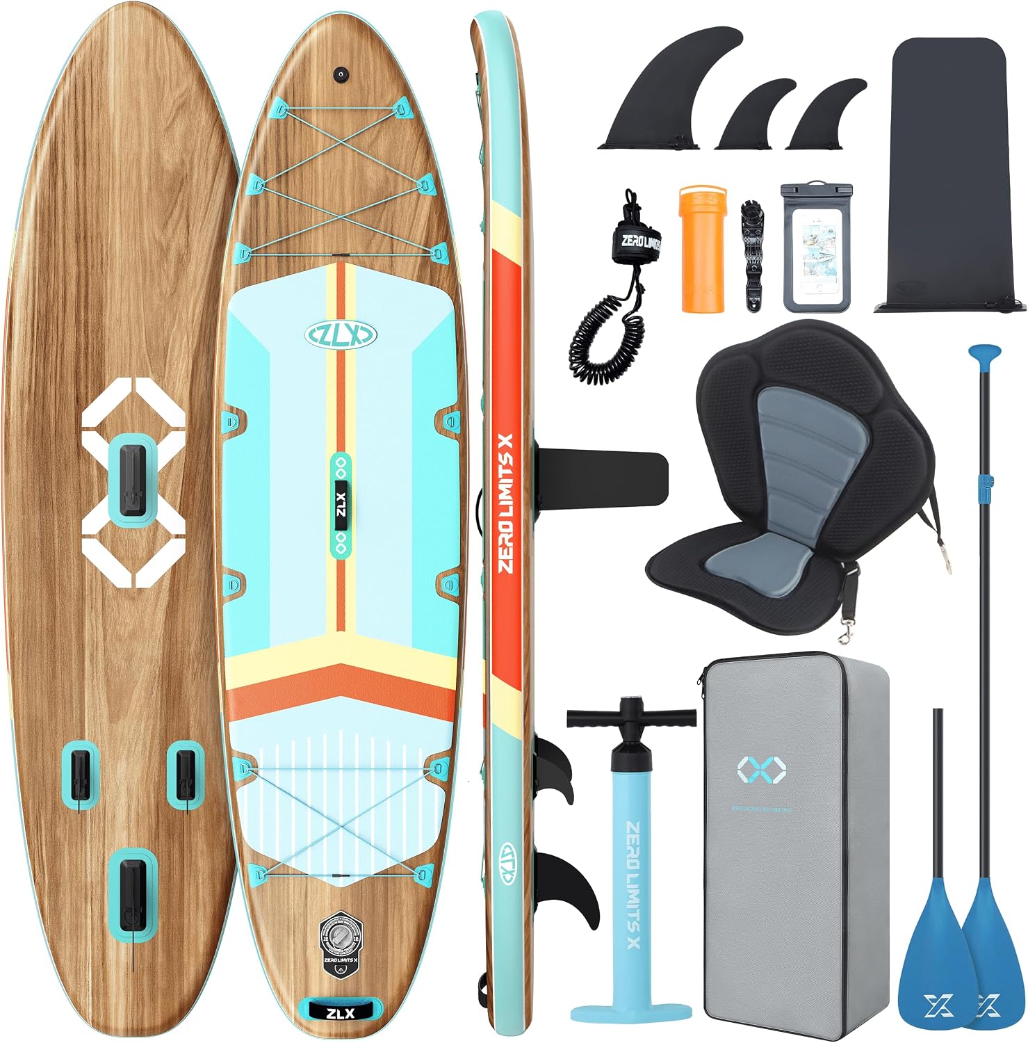 91wxcnCRDOL._AC_SL1500 ZLX Stand Up Paddling Board 350x89cm,SUP Board Set,Stand Up Paddle mit Einzigartige Mittelfinne,Rutschfester Deckpad,Standup Paddle Board 250kg Tragkraft,für Erwachsene,Anfänger,alle Könnensstufen